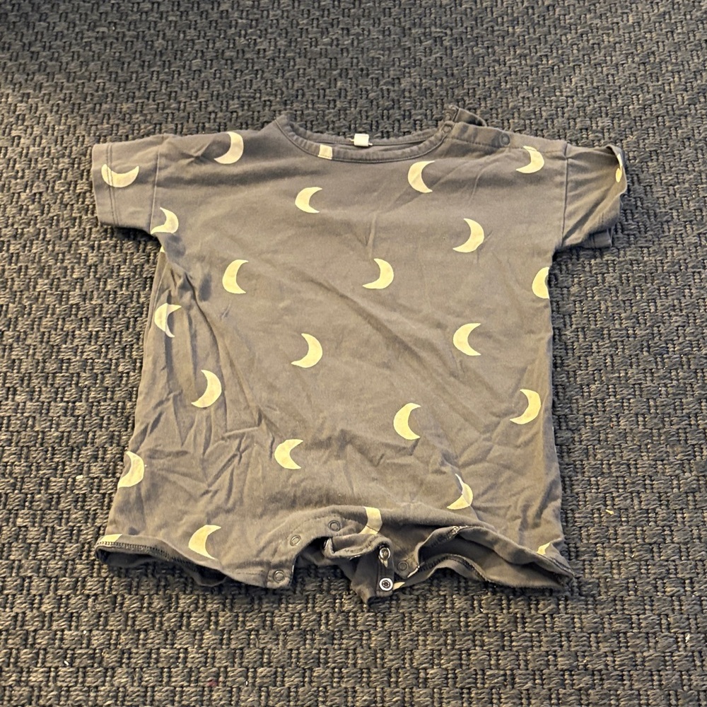 Moon Patterned Gray Kids One Piece